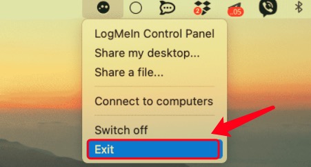 Exit LogMeIn Account on Mac