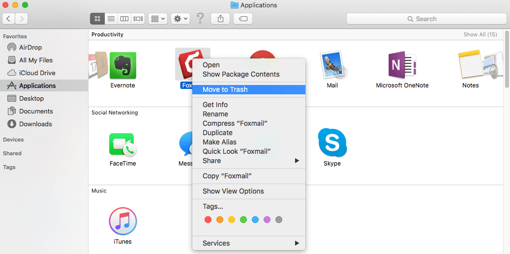 Uninstall Apps on Mac via Finder