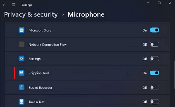 Allow Audio Recording in the Snipping Tool