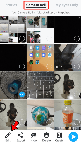 Edit a Video on Snapchat from Camera Roll