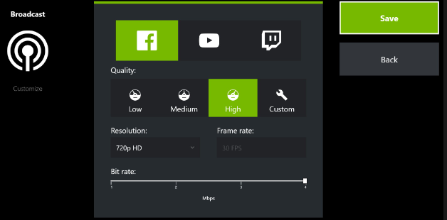 Nvidia ShadowPlay wordt live uitgezonden