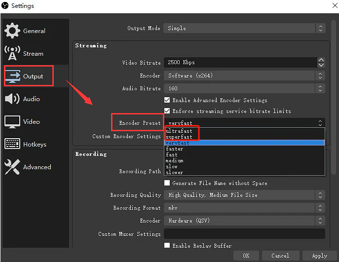 Alter Encoder Preset to Fix OBS Encoding Overloaded