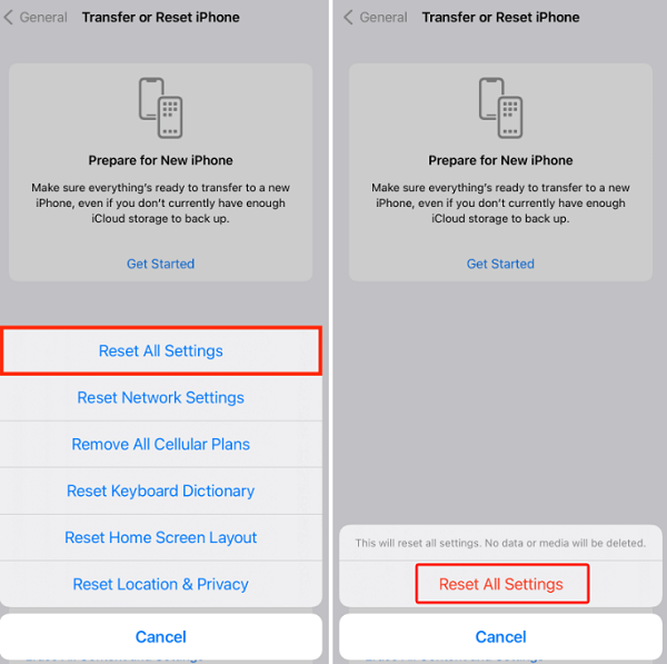 Reset All Settings to Fix Voice Memo Not Working