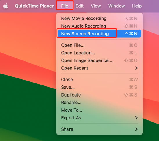 Start QuickTime Screen Recording with Audio