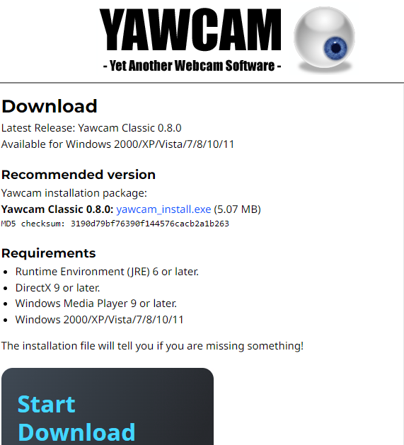 Download Yawcam Safely