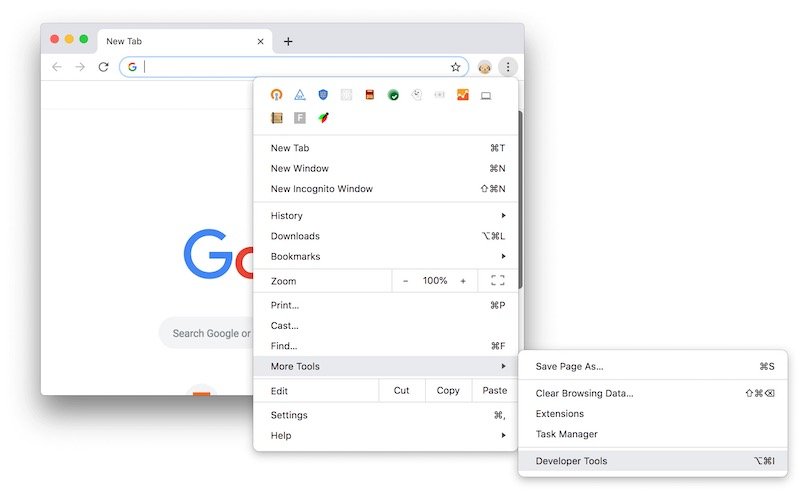 chrome inspect element for mac